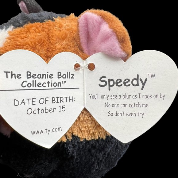 TY Beanie Ballz Collection Speedy Guinea Pig Hamster Stuffed Animal Plush Calico - Picture 8 of 10